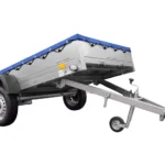 REMORQUE DE JARDIN 264 KIPP AVEC ROUE JOINTE, CHÂSSIS H-0 ET BÂCHE BLEUE