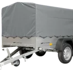 REMORQUE DOUBLE ESSIEUX UNITRAILER 264/2 KIPP AVEC ROUE JOCKEY, ARCEAU ET bâche GRISE