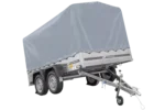 Remorque à deux essieux 264×150 UNITRAILER GARDEN 265/2 KIPP avec châssis H-1100 et bâche grise