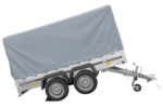 Remorque double essieux 264×150 UNITRAILER GARDEN 265/2 KIPP avec châssis H-1100 et bâche grise – Image 3