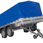 Remorque à deux essieux 264×150 UNITRAILER GARDEN 265/2 KIPP avec châssis H-800 et bâche bleue