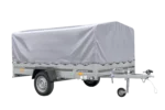 Remorque à un essieu 264×150 UNITRAILER GARDEN 265 KIPP avec arceau H-800 et bâche grise – Image 3