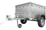 Remorque basculante compacte Garden Trailer 150 KIPP avec rehausses et bâche grise – Image 3